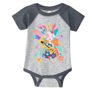 Cute Springtime Guitar Playing Bunny Rabbit Infant Baby Jersey Bodysuit