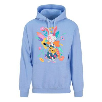 Cute Springtime Guitar Playing Bunny Rabbit Unisex Surf Hoodie