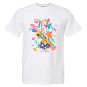 Cute Springtime Guitar Playing Bunny Rabbit Garment-Dyed Heavyweight T-Shirt