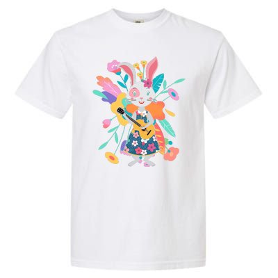 Cute Springtime Guitar Playing Bunny Rabbit Garment-Dyed Heavyweight T-Shirt