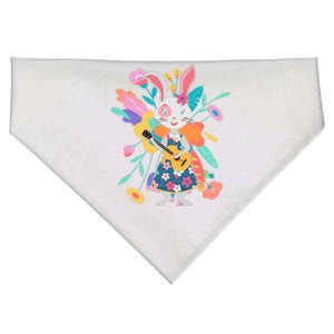 Cute Springtime Guitar Playing Bunny Rabbit USA-Made Doggie Bandana