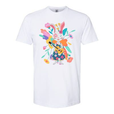 Cute Springtime Guitar Playing Bunny Rabbit Softstyle® CVC T-Shirt