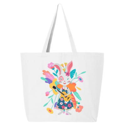 Cute Springtime Guitar Playing Bunny Rabbit 25L Jumbo Tote