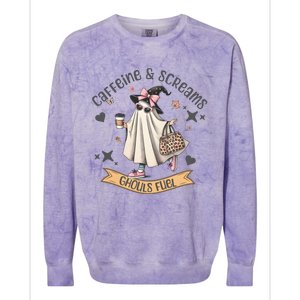 Caffe & Screams Ghouls Fuel Cute Halloween Colorblast Crewneck Sweatshirt