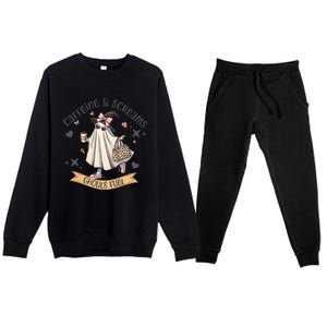 Caffe & Screams Ghouls Fuel Cute Halloween Premium Crewneck Sweatsuit Set