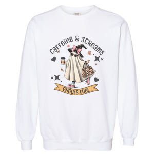 Caffe & Screams Ghouls Fuel Cute Halloween Garment-Dyed Sweatshirt