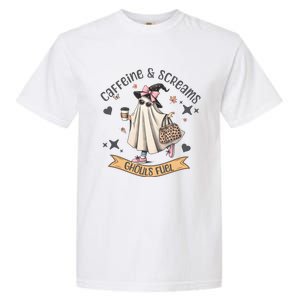 Caffe & Screams Ghouls Fuel Cute Halloween Garment-Dyed Heavyweight T-Shirt