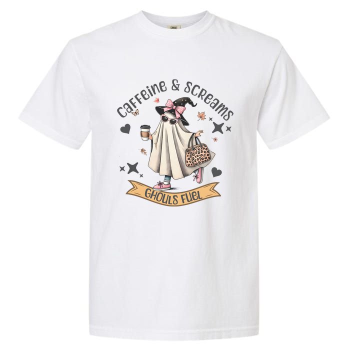 Caffe & Screams Ghouls Fuel Cute Halloween Garment-Dyed Heavyweight T-Shirt