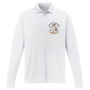 Caffe & Screams Ghouls Fuel Cute Halloween Performance Long Sleeve Polo