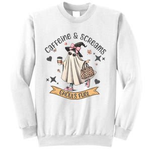 Caffe & Screams Ghouls Fuel Cute Halloween Sweatshirt