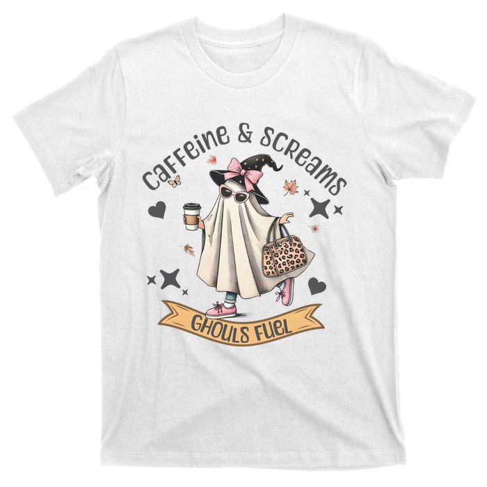 Caffe & Screams Ghouls Fuel Cute Halloween T-Shirt