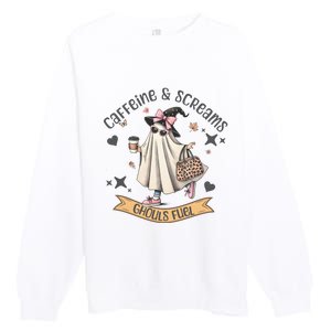 Caffe & Screams Ghouls Fuel Cute Halloween Premium Crewneck Sweatshirt