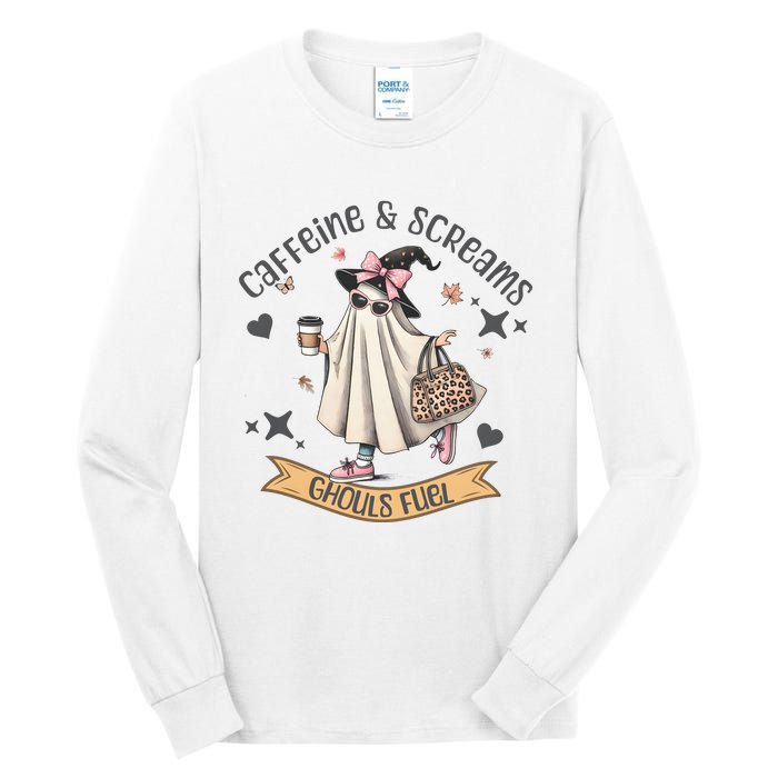 Caffe & Screams Ghouls Fuel Cute Halloween Tall Long Sleeve T-Shirt