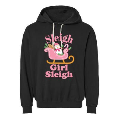 Christmas Sleigh Girl Sleigh Matching Family Xmas Garment-Dyed Fleece Hoodie