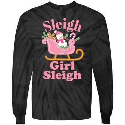 Christmas Sleigh Girl Sleigh Matching Family Xmas Tie-Dye Long Sleeve Shirt