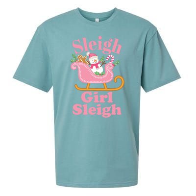 Christmas Sleigh Girl Sleigh Matching Family Xmas Sueded Cloud Jersey T-Shirt