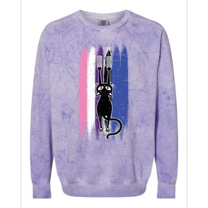 Cat Scratching Genderfluid Pride Kitten Kitty Lgbtq Ally Meaningful Gift Colorblast Crewneck Sweatshirt