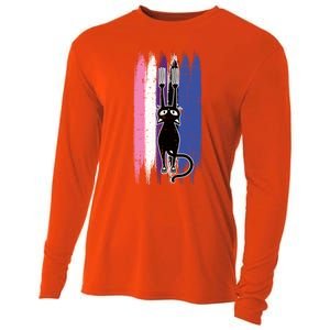 Cat Scratching Genderfluid Pride Kitten Kitty Lgbtq Ally Meaningful Gift Cooling Performance Long Sleeve Crew