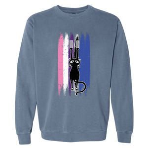 Cat Scratching Genderfluid Pride Kitten Kitty Lgbtq Ally Meaningful Gift Garment-Dyed Sweatshirt