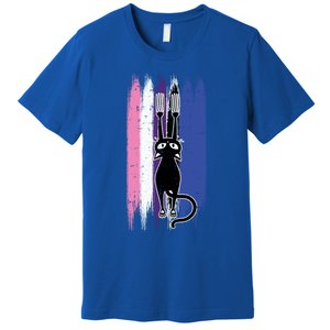 Cat Scratching Genderfluid Pride Kitten Kitty Lgbtq Ally Meaningful Gift Premium T-Shirt