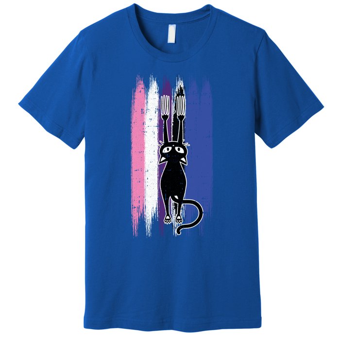 Cat Scratching Genderfluid Pride Kitten Kitty Lgbtq Ally Meaningful Gift Premium T-Shirt