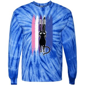 Cat Scratching Genderfluid Pride Kitten Kitty Lgbtq Ally Meaningful Gift Tie-Dye Long Sleeve Shirt