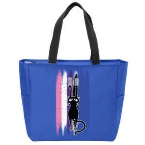 Cat Scratching Genderfluid Pride Kitten Kitty Lgbtq Ally Meaningful Gift Zip Tote Bag