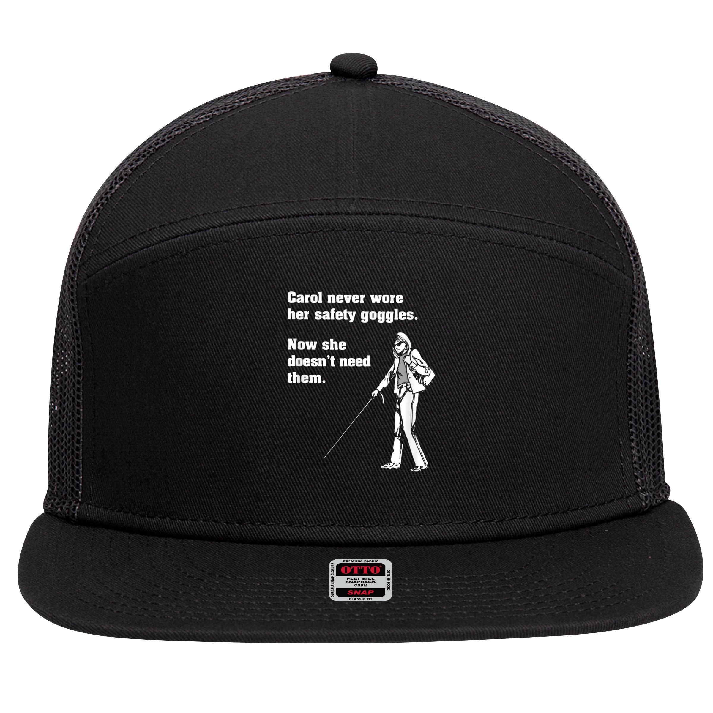 Carol Safety Goggles Funny Science Chemistry 7 Panel Mesh Trucker Snapback Hat