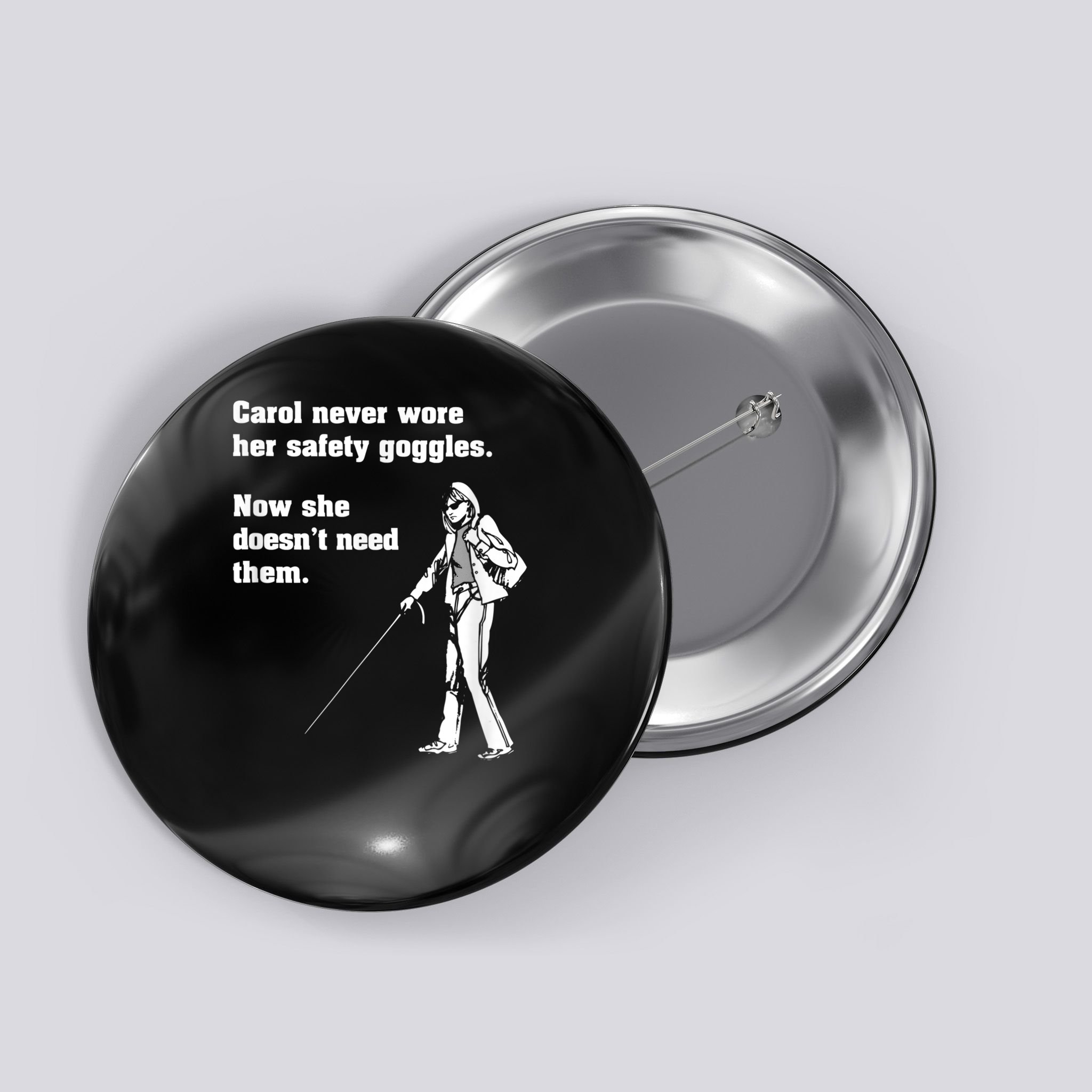 Carol Safety Goggles Funny Science Chemistry Button