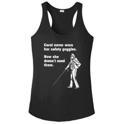 Carol Safety Goggles Funny Science Chemistry Ladies PosiCharge Competitor Racerback Tank