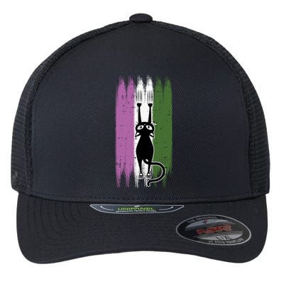 Cat Scratching Genderqueer Pride Kitten Kitty Lgbtq Ally Cool Gift Flexfit Unipanel Trucker Cap