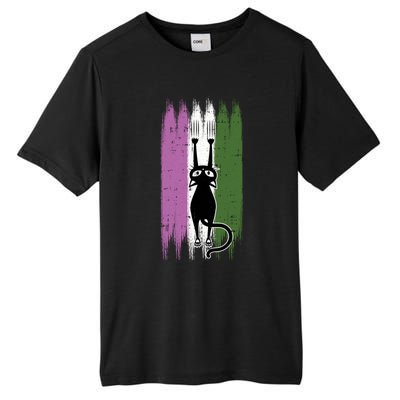 Cat Scratching Genderqueer Pride Kitten Kitty Lgbtq Ally Cool Gift Tall Fusion ChromaSoft Performance T-Shirt