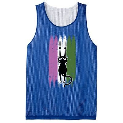 Cat Scratching Genderqueer Pride Kitten Kitty Lgbtq Ally Cool Gift Mesh Reversible Basketball Jersey Tank