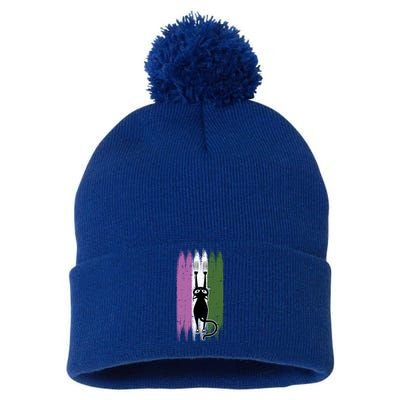 Cat Scratching Genderqueer Pride Kitten Kitty Lgbtq Ally Cool Gift Pom Pom 12in Knit Beanie