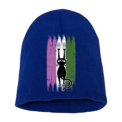 Cat Scratching Genderqueer Pride Kitten Kitty Lgbtq Ally Cool Gift Short Acrylic Beanie