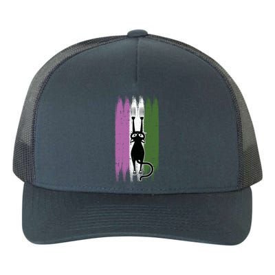 Cat Scratching Genderqueer Pride Kitten Kitty Lgbtq Ally Cool Gift Yupoong Adult 5-Panel Trucker Hat