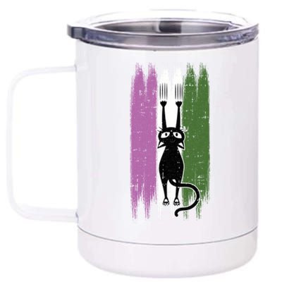 Cat Scratching Genderqueer Pride Kitten Kitty Lgbtq Ally Cool Gift 12 oz Stainless Steel Tumbler Cup