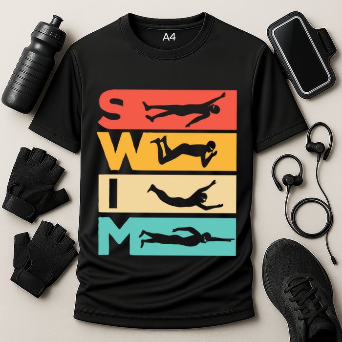 Cute Swimming Gift For Swimmers Cooling Performance Crew T-Shirt