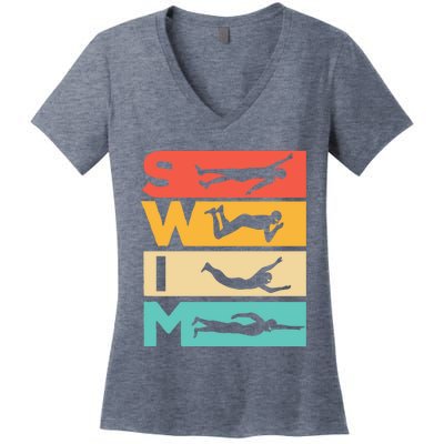 Cute Swimming Gift For Swimmers Women's V-Neck T-Shirt