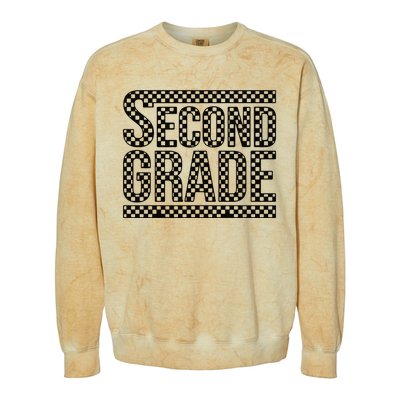 Checkered Second Grade Colorblast Crewneck Sweatshirt