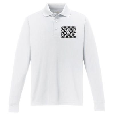 Checkered Second Grade Performance Long Sleeve Polo