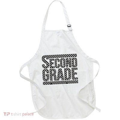 Checkered Second Grade Full-Length Apron With Pockets