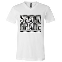 Checkered Second Grade V-Neck T-Shirt