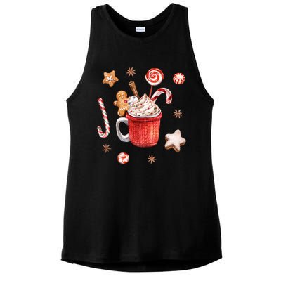 Christmas Season Gingerbread Hot Coco Ladies PosiCharge Tri-Blend Wicking Tank