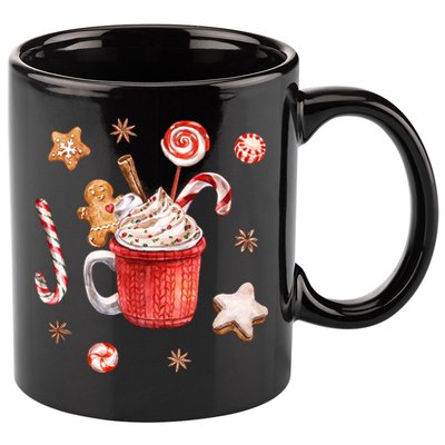 Christmas Season Gingerbread Hot Coco 11oz C Handle Ceramic Mug