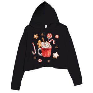 Christmas Season Gingerbread Hot Coco Crop Fleece Hoodie