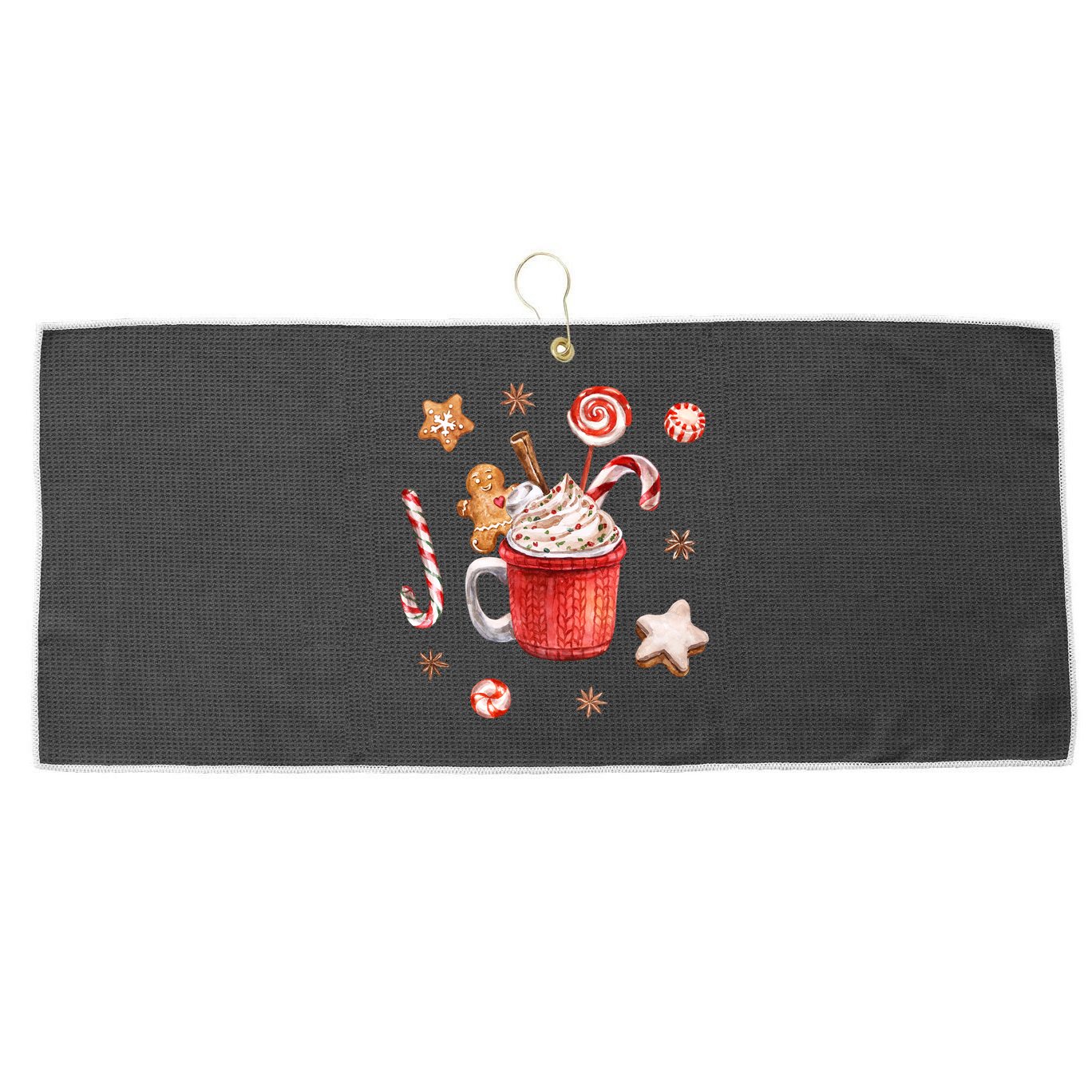 Christmas Season Gingerbread Hot Coco Large Microfiber Waffle Golf Towel