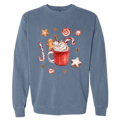 Christmas Season Gingerbread Hot Coco Garment-Dyed Sweatshirt