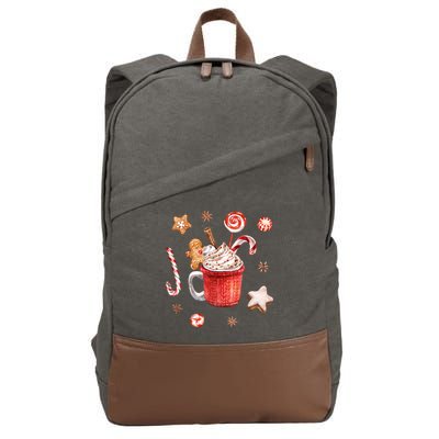 Christmas Season Gingerbread Hot Coco Cotton Canvas Backpack