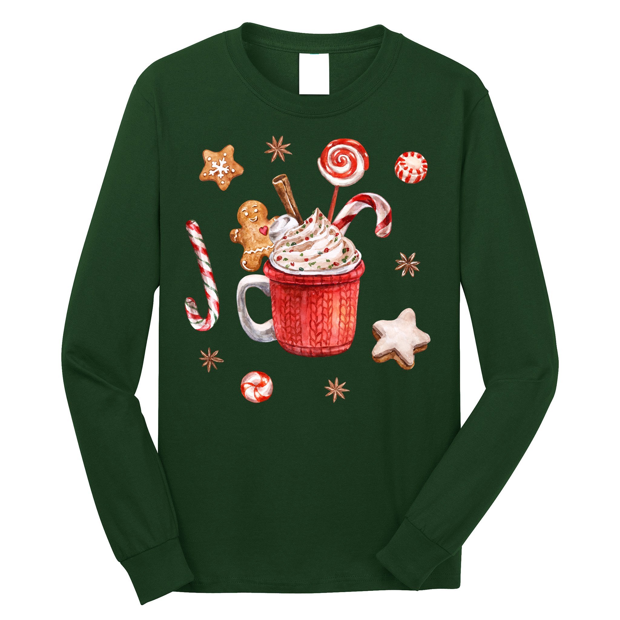 Christmas Season Gingerbread Hot Coco Long Sleeve Shirt